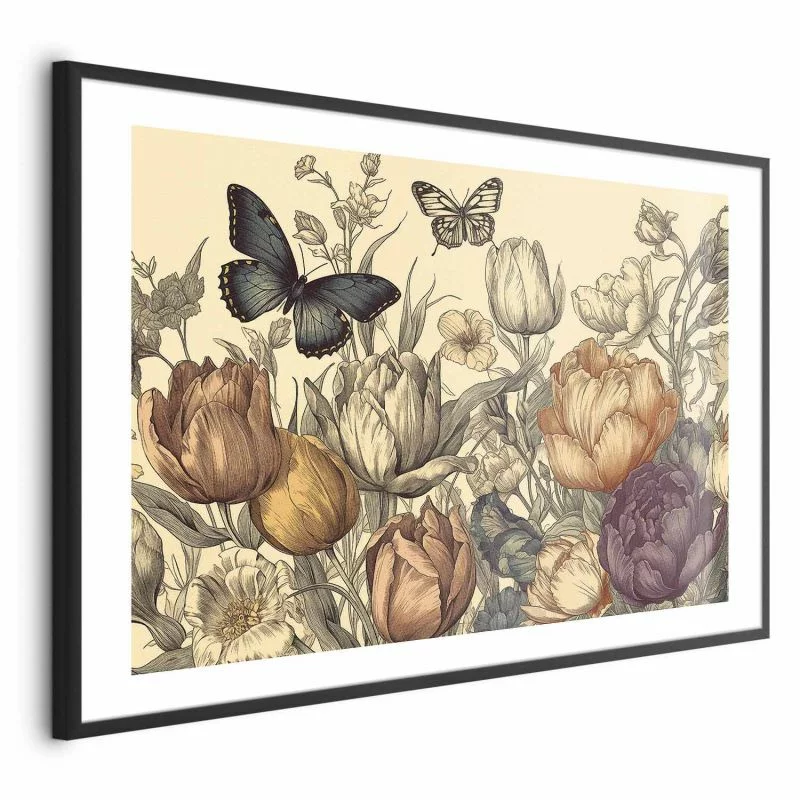 Plakat - Kolorowe tulipany na kremowym tle - obrazek 1