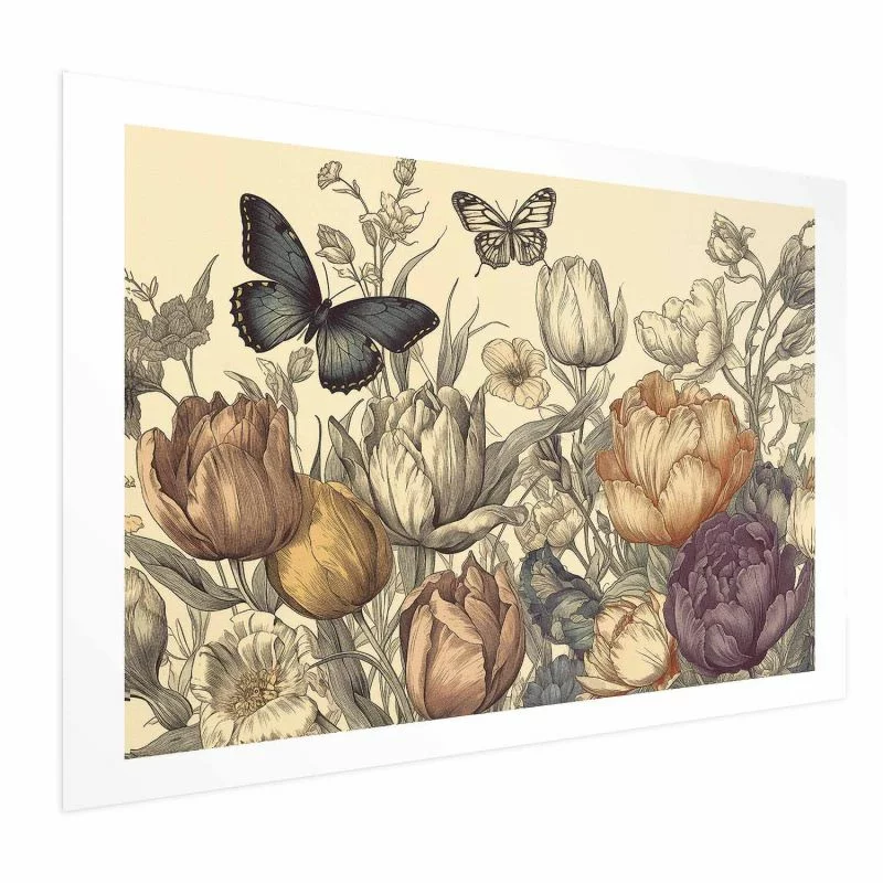 Plakat - Kolorowe tulipany na kremowym tle - obrazek 1