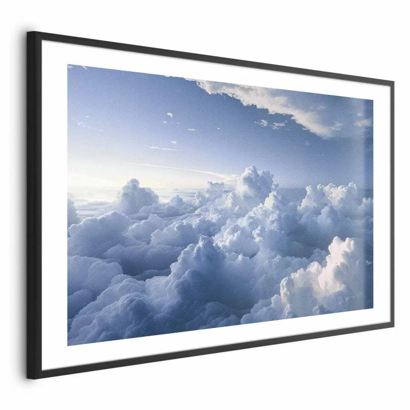 Plakat - Podniebne pejzaże: Promienie oświetlające puchowe formacje chmur - obrazek 1