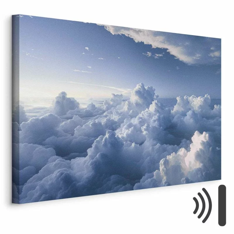 Obraz - Podniebne pejzaże: Promienie oświetlające puchowe formacje chmur - obrazek 1