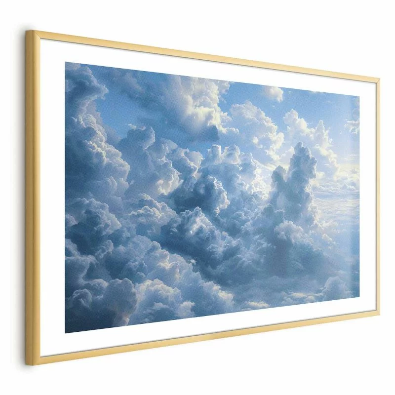 Plakat - Ocean w powietrzu: Falujące chmury odbijające światło poranka - obrazek 1
