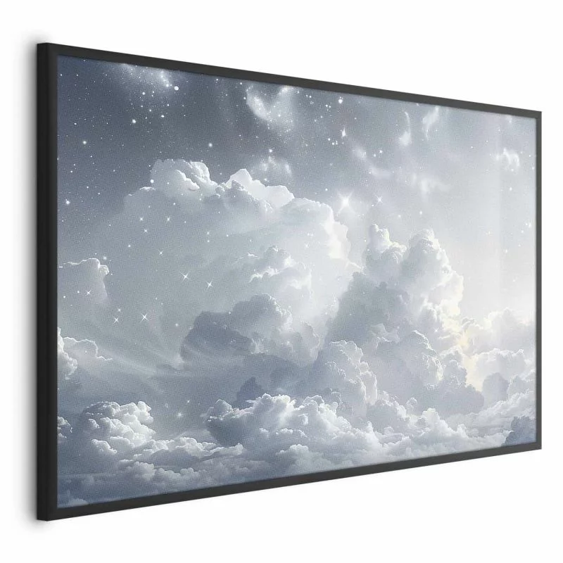 Plakat - Astralny spokój: Gwiazdy rozsypane nad delikatnymi chmurami - obrazek 1
