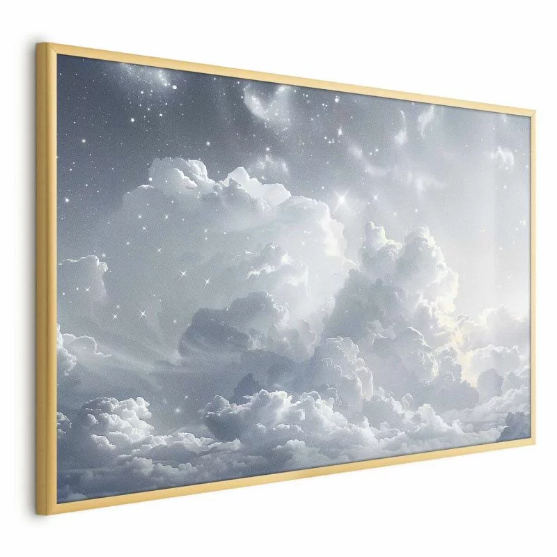 Plakat - Astralny spokój: Gwiazdy rozsypane nad delikatnymi chmurami - obrazek 1
