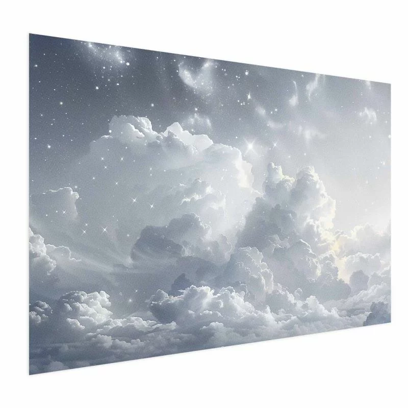 Plakat - Astralny spokój: Gwiazdy rozsypane nad delikatnymi chmurami - obrazek 1