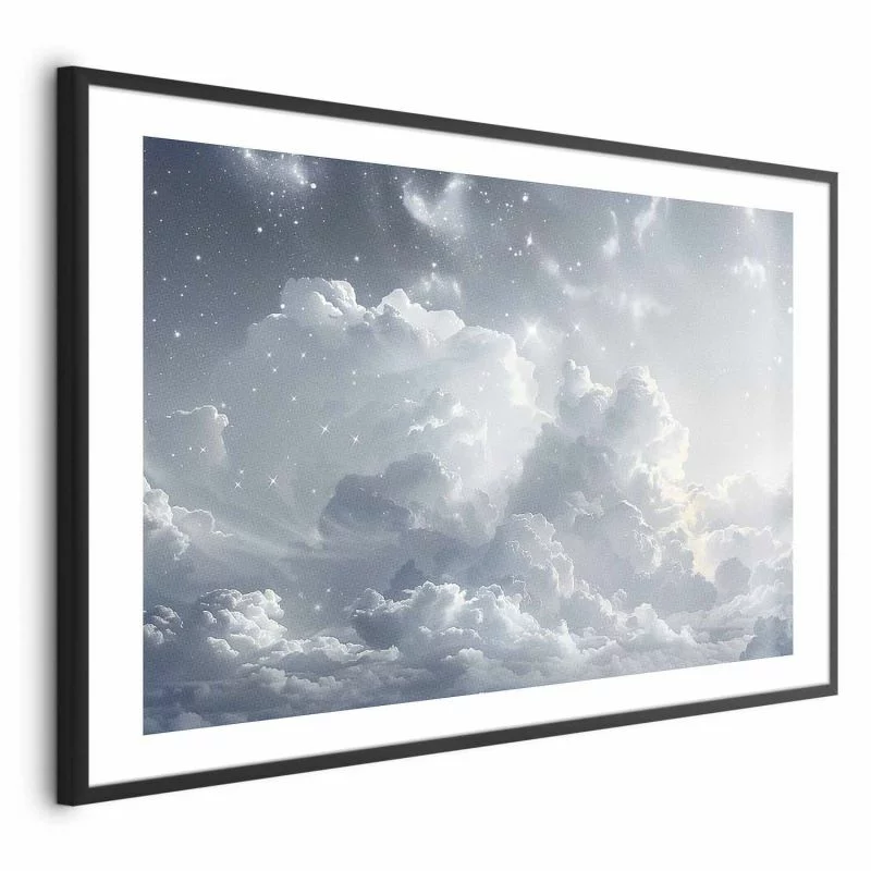 Plakat - Astralny spokój: Gwiazdy rozsypane nad delikatnymi chmurami - obrazek 1