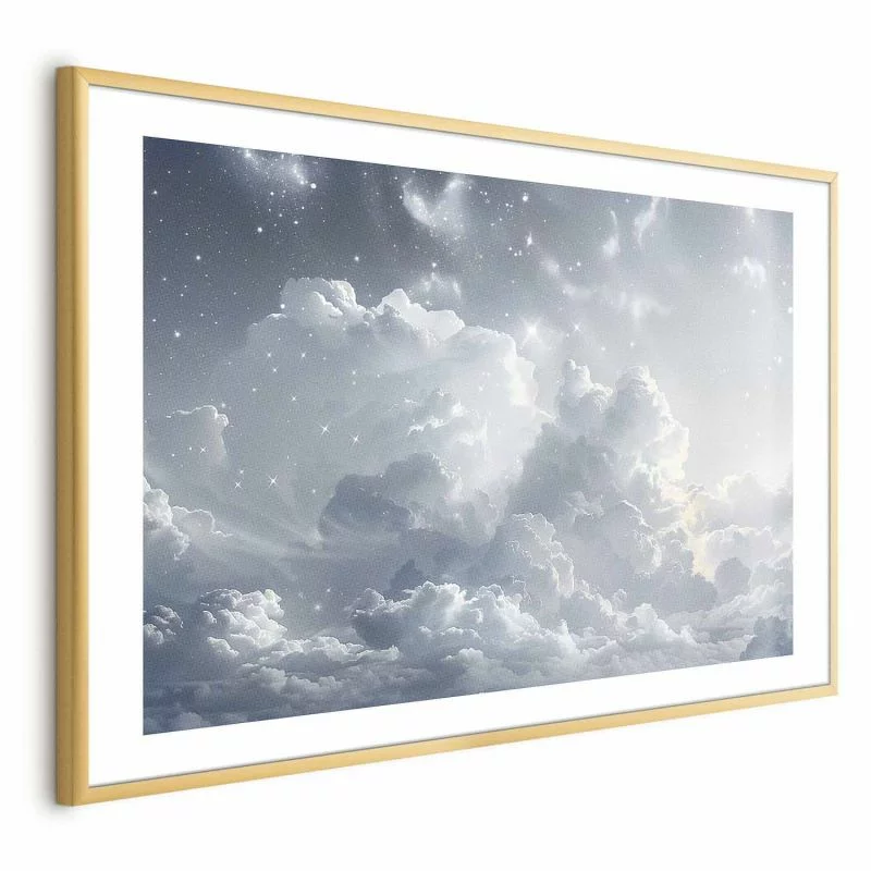 Plakat - Astralny spokój: Gwiazdy rozsypane nad delikatnymi chmurami - obrazek 1