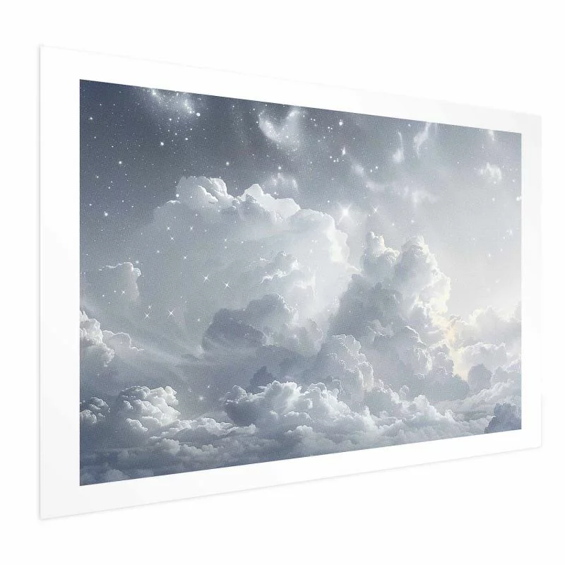 Plakat - Astralny spokój: Gwiazdy rozsypane nad delikatnymi chmurami - obrazek 1