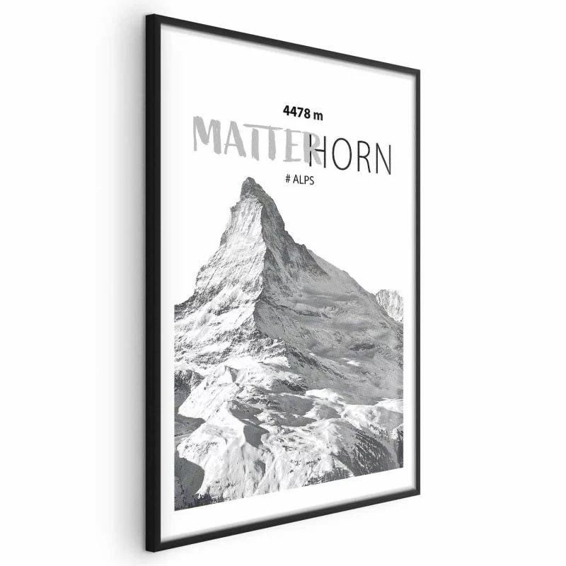 Plakat - majestatyczny szczyt górski Matterhorn korona gór pejzaż górski - obrazek 1