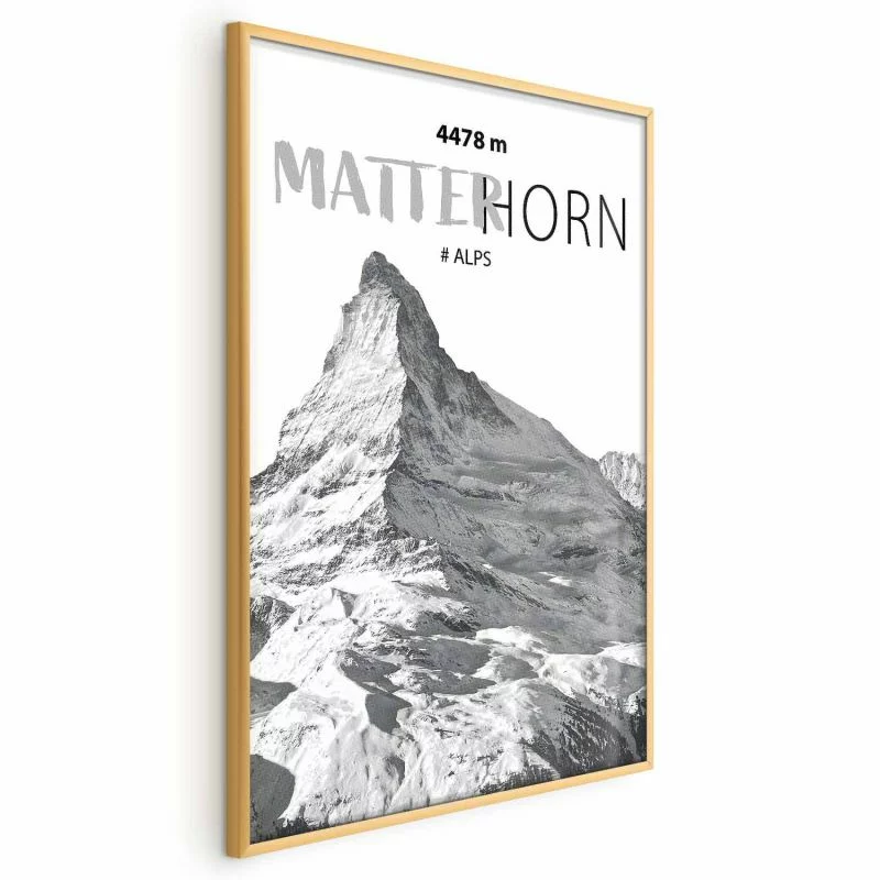 Plakat - majestatyczny szczyt górski Matterhorn korona gór pejzaż górski - obrazek 1
