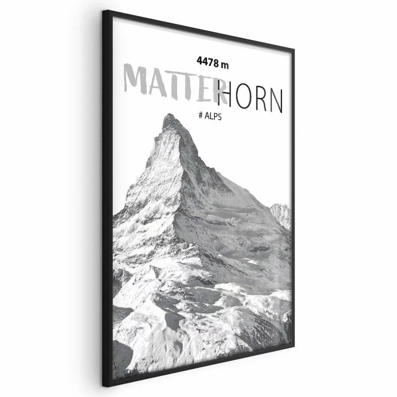 Plakat - majestatyczny szczyt górski Matterhorn korona gór pejzaż górski - obrazek 1