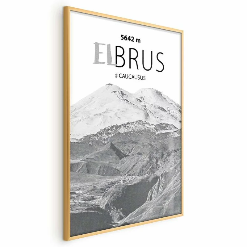 Plakat - Majestatyczny szczyt górski Elbrus korona gór pejzaż górski - obrazek 1
