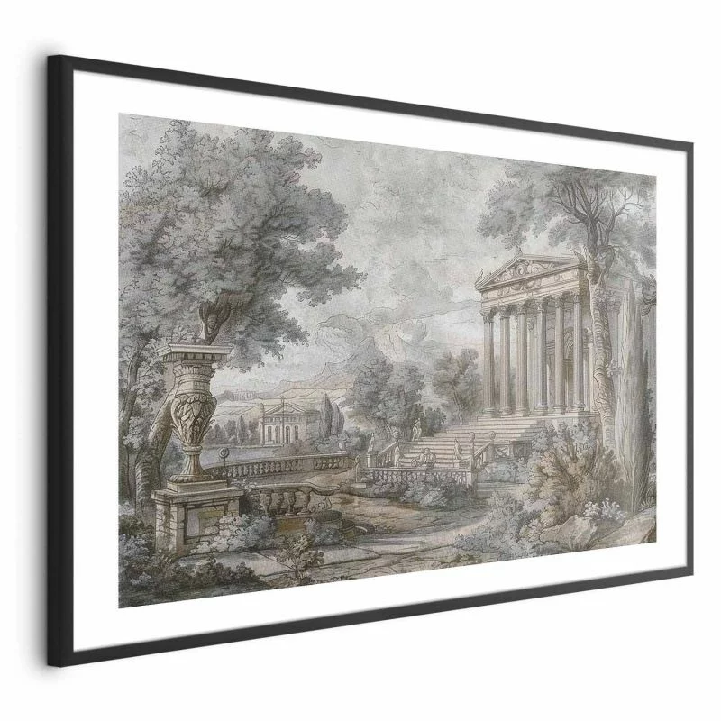 Plakat - Świątynia na wzgórzu - grecka architektura w stonowanej kolorystyce - obrazek 1