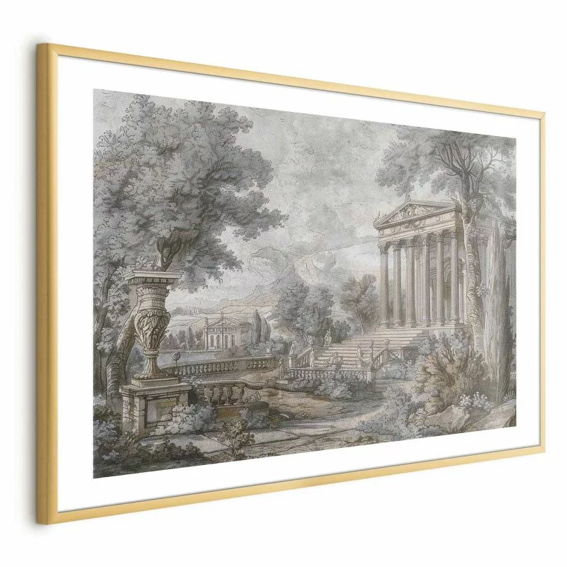 Plakat - Świątynia na wzgórzu - grecka architektura w stonowanej kolorystyce - obrazek 1