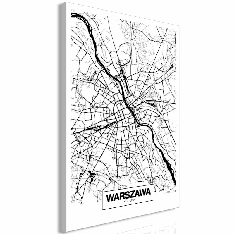 Obraz - Mapa miasta: Warszawa (1-częściowy) pionowy - obrazek 1
