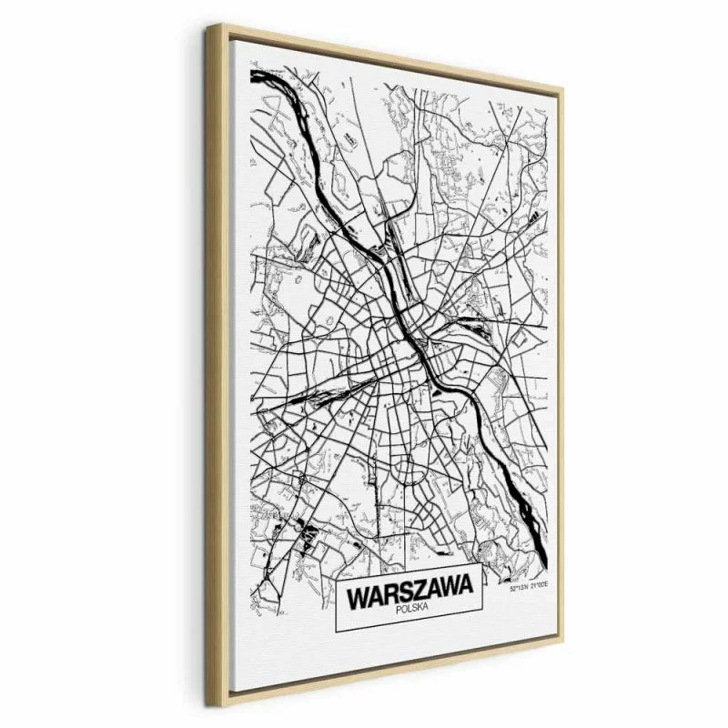 Obraz - Mapa miasta: Warszawa (1-częściowy) pionowy - obrazek 1