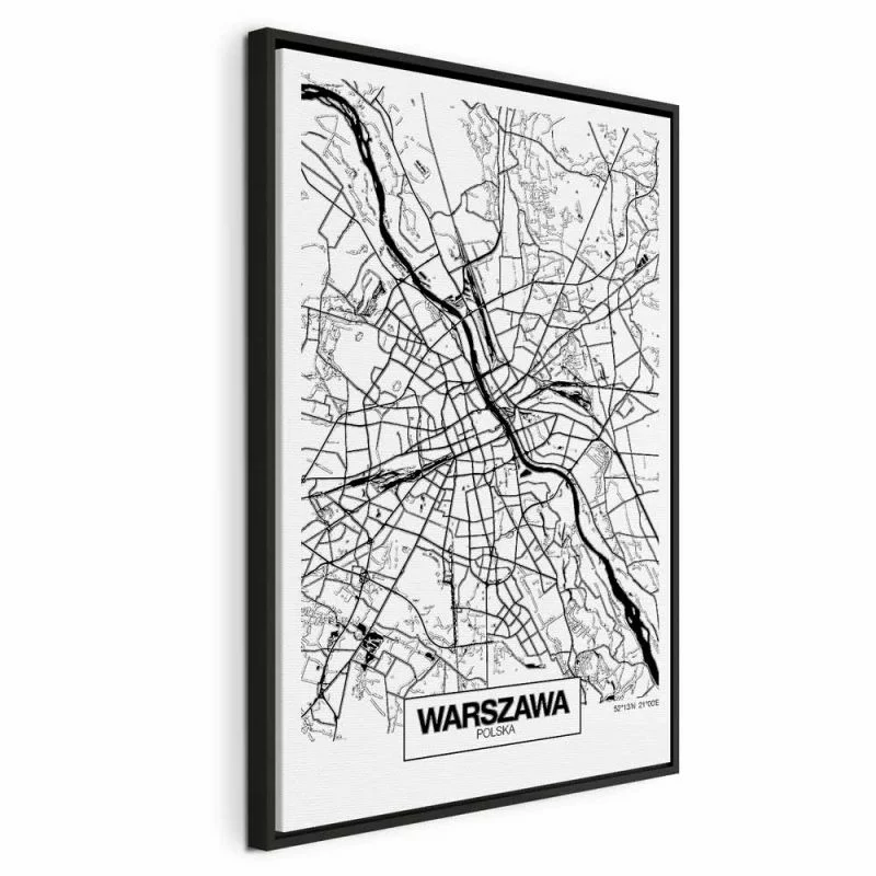 Obraz - Mapa miasta: Warszawa (1-częściowy) pionowy - obrazek 1