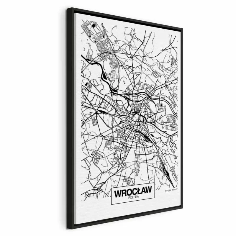 Obraz - Mapa miasta: Wrocław (1-częściowy) pionowy - obrazek 1