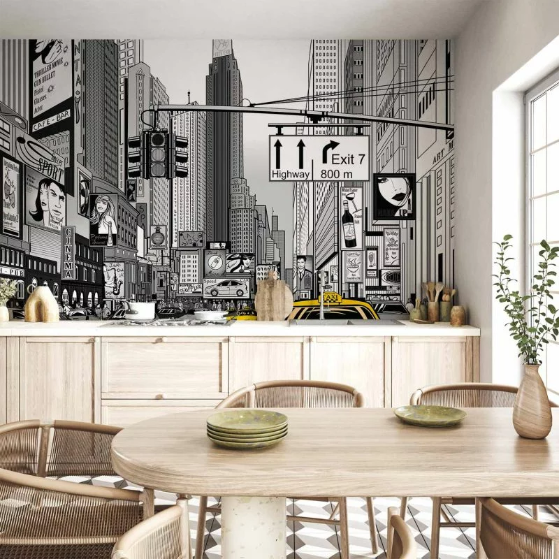 Fototapeta - Komiksowe miasto - ulica w Nowym Jorku w stylu popart - obrazek 1