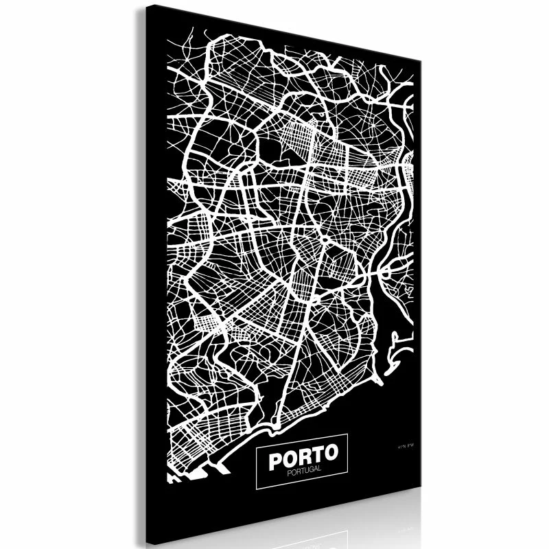 Obraz - Mapa w negatywie: Porto (1-częściowy) pionowy - obrazek 1