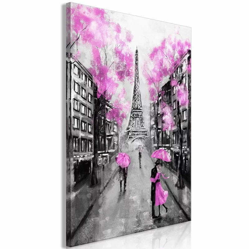 Obraz - Paryskie rendez-vous (1-częściowy) pionowy różowy - obrazek 1