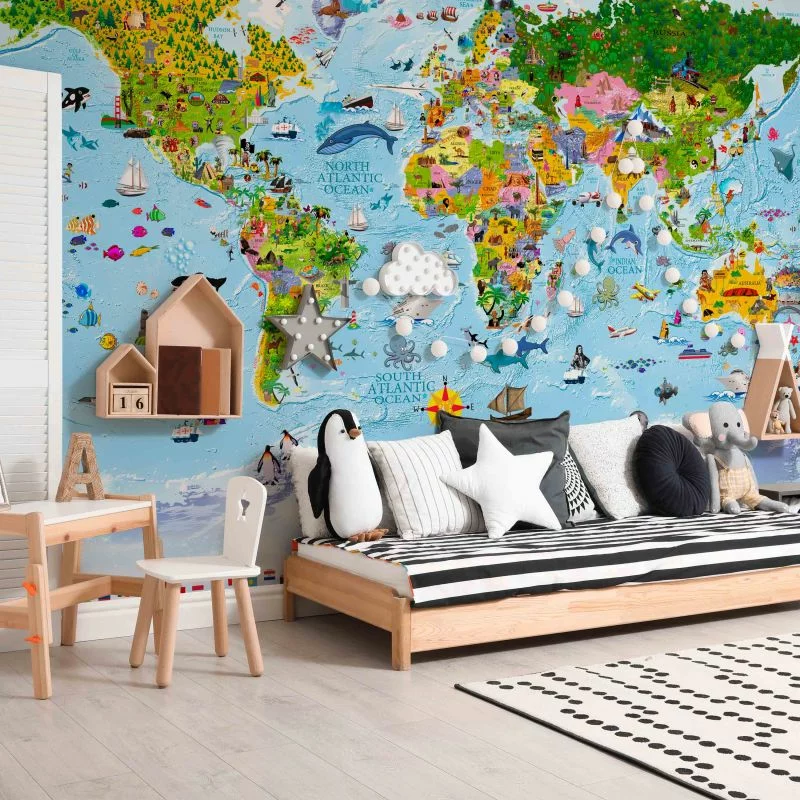 Fototapeta wodoodporna - Mapa świata dla dzieci - obrazek 1