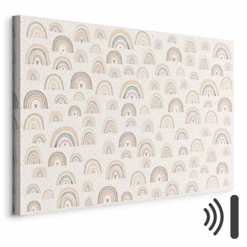 Obraz - Wiosna - pastelowe tęcze z serduszkami w deszczowy dzień - obrazek 1