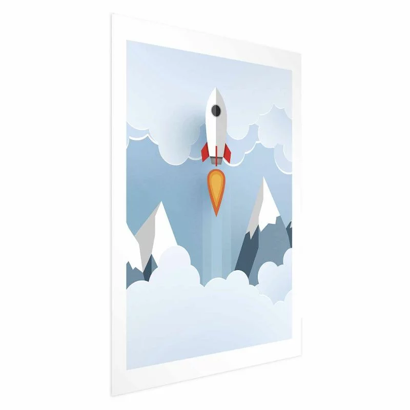 Plakat - Rakieta w chmurach - obrazek 1