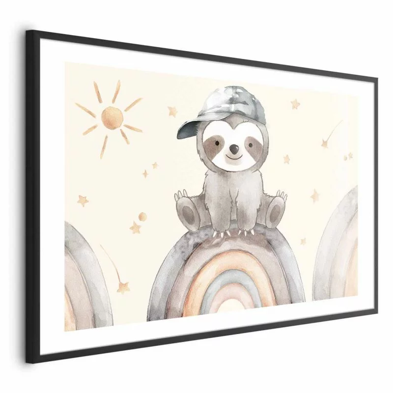 Plakat - Zwierzątko pośród gwiazdek i tęcz - obrazek 1