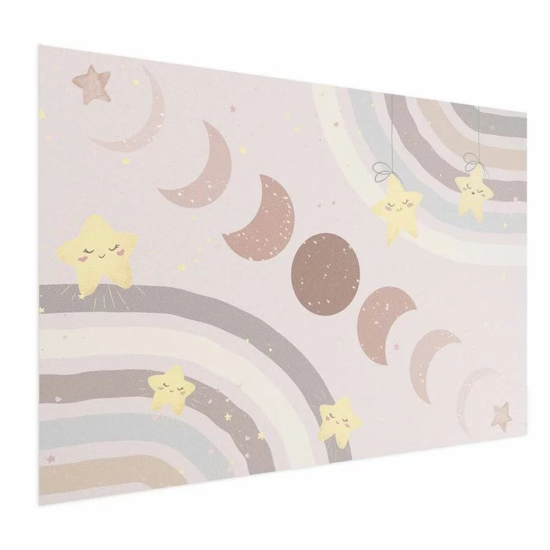 Plakat - Fazy księżyca z tęczą - obrazek 1