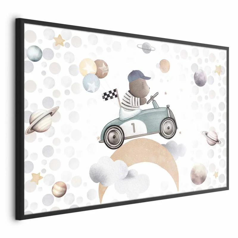 Plakat - Miś w wyścigówce - obrazek 1