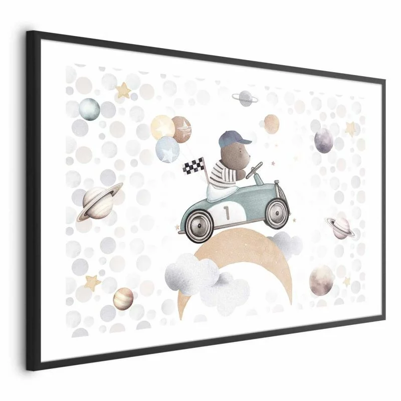 Plakat - Miś w wyścigówce - obrazek 1