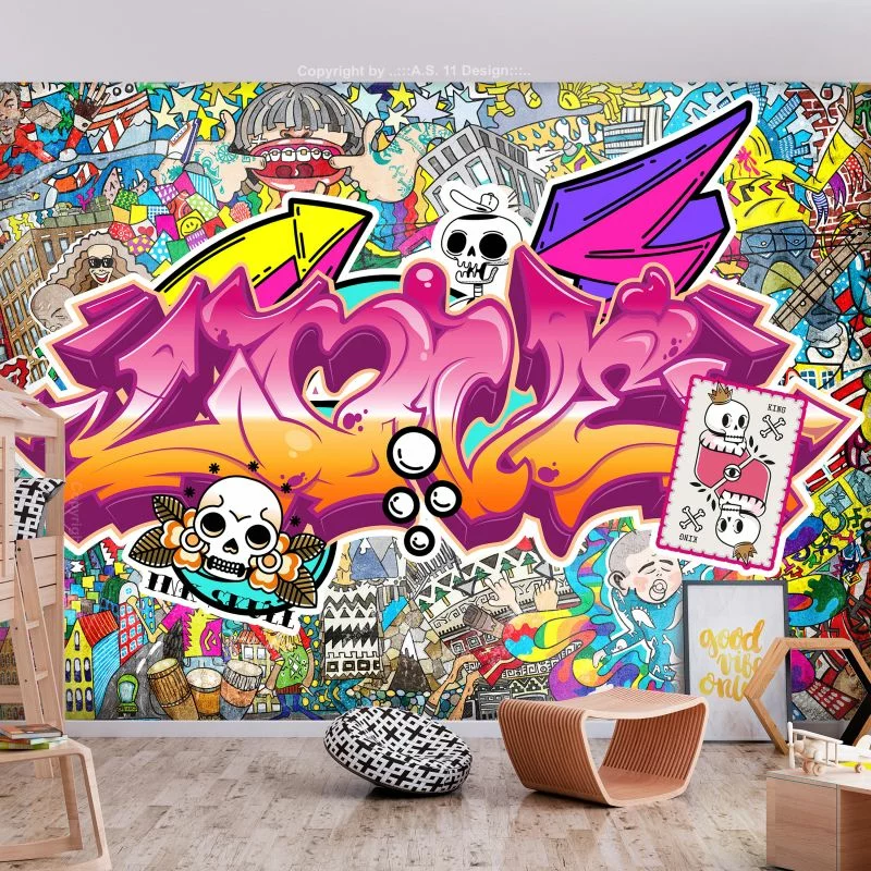 Fototapeta wodoodporna - Sztuka ulicy - abstrakcyjny miejski kolorowy mural graffiti z napisem - obrazek 1