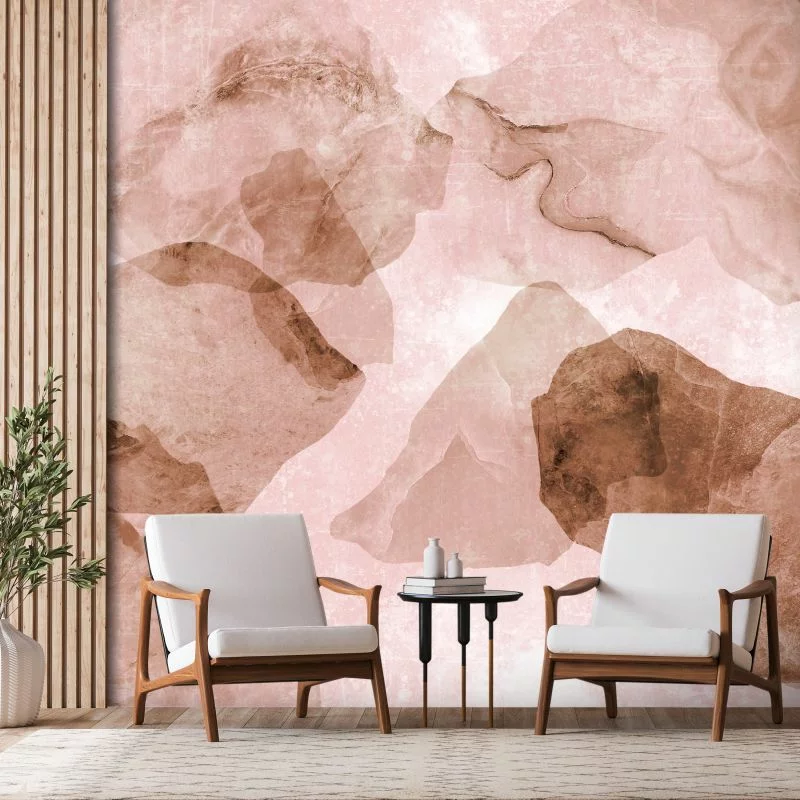 Fototapeta wodoodporna - Różowe terrazo - minimalistyczne tło w marmurowy akwarelowy deseń - obrazek 1