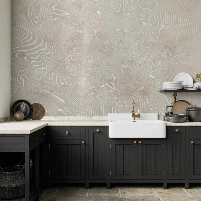 Fototapeta - Lejące kształty - abstrakcyjne beżowo-białe tło w kompozycje we wzory - obrazek 1