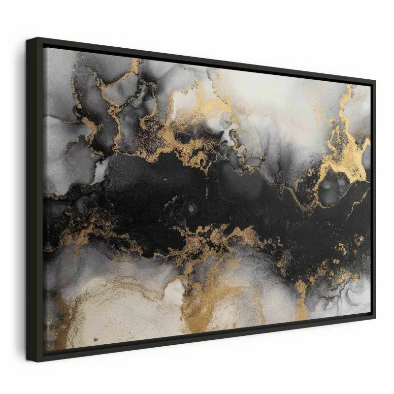 Obraz - Złote eksplozje - abstrakcyjny wzór inspirowany marmurem - obrazek 1