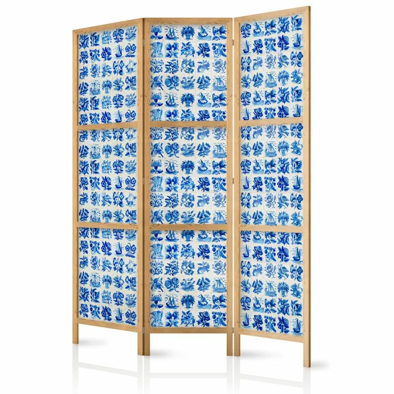 Parawan japoński - Ceramiczne kafelki - tradycyjne portugalskie niebieskie płytki azulejos - obrazek 1