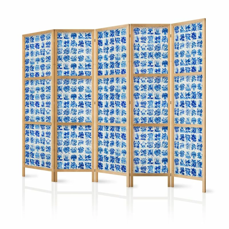 Parawan japoński - Ceramiczne kafelki - tradycyjne portugalskie niebieskie płytki azulejos - obrazek 1
