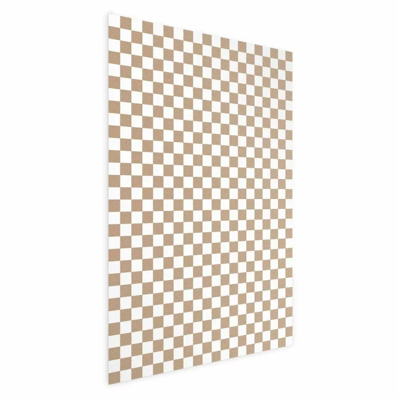 Plakat - Geometria i brązy - szachowy wzór kratki w neutralnych odcieniach - obrazek 1