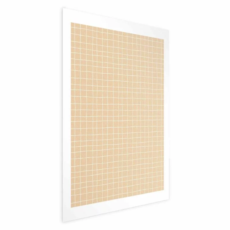 Plakat - Linie i szum - falująca kratka w odcieniach pomarańczu - obrazek 1