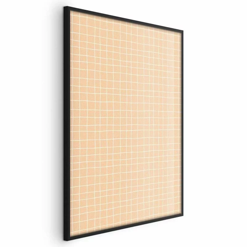 Plakat - Linie i szum - falująca kratka w odcieniach pomarańczu - obrazek 1