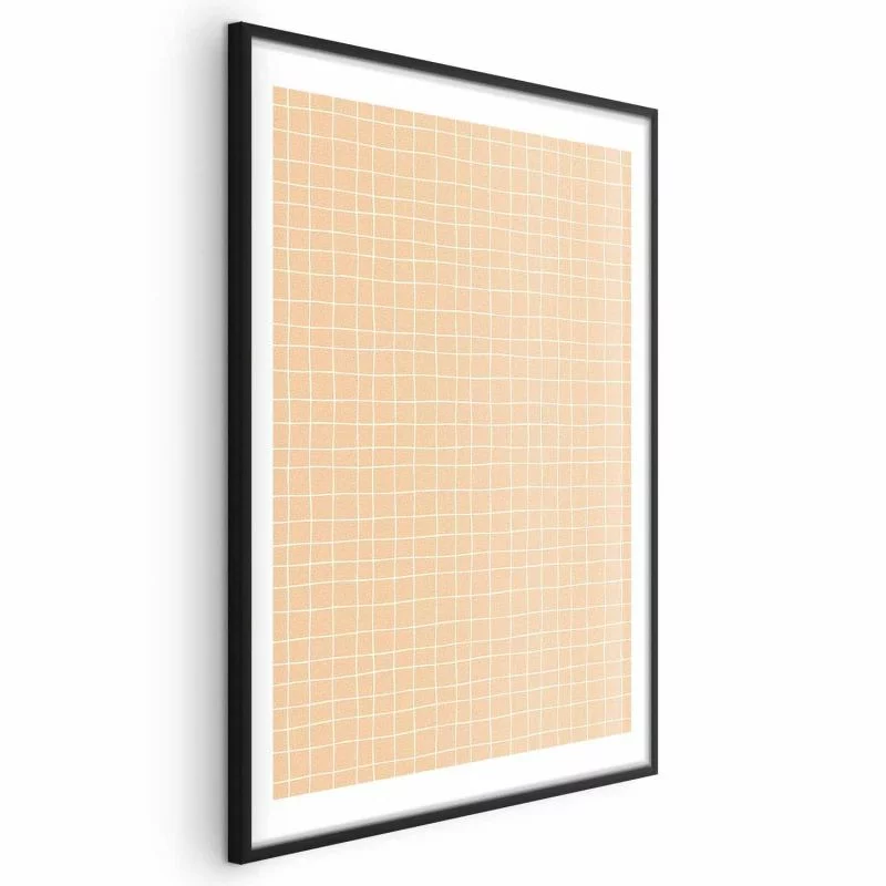 Plakat - Linie i szum - falująca kratka w odcieniach pomarańczu - obrazek 1