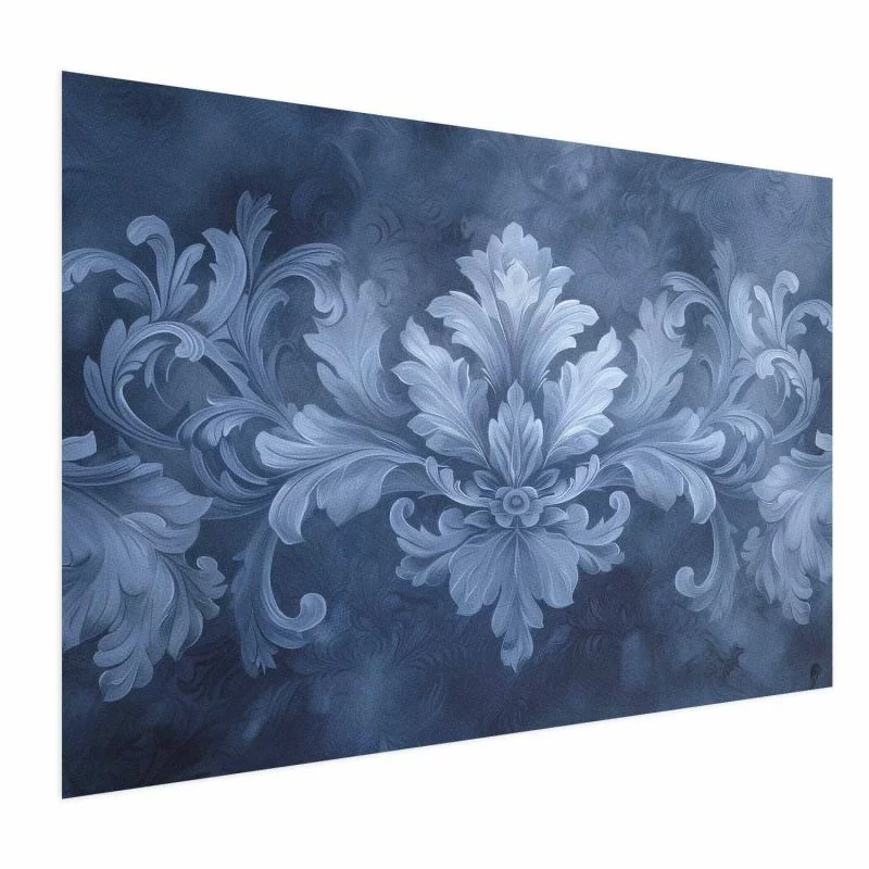 Plakat - Błękitny ornament w chłodnych odcieniach - obrazek 1