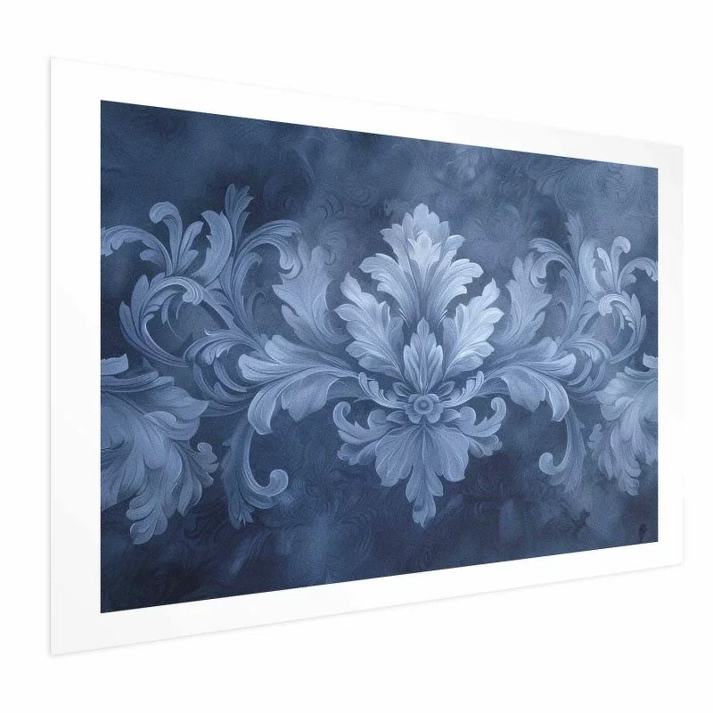 Plakat - Błękitny ornament w chłodnych odcieniach - obrazek 1