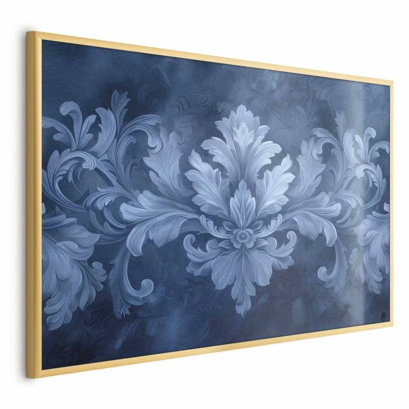 Plakat - Błękitny ornament w chłodnych odcieniach - obrazek 1