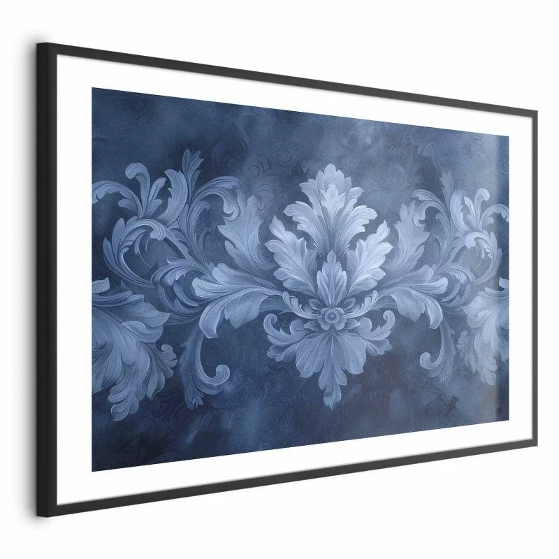 Plakat - Błękitny ornament w chłodnych odcieniach - obrazek 1