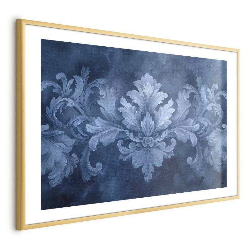Plakat - Błękitny ornament w chłodnych odcieniach - obrazek 1