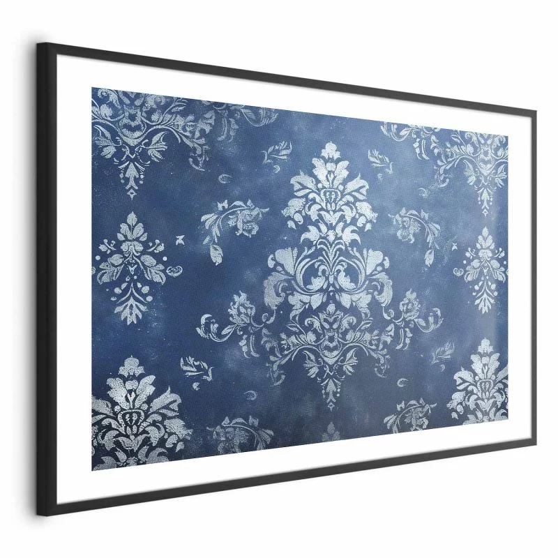 Plakat - Retro ornament w przetartych błękitach - obrazek 1