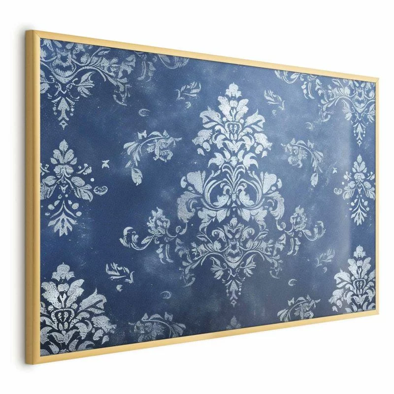 Plakat - Retro ornament w przetartych błękitach - obrazek 1