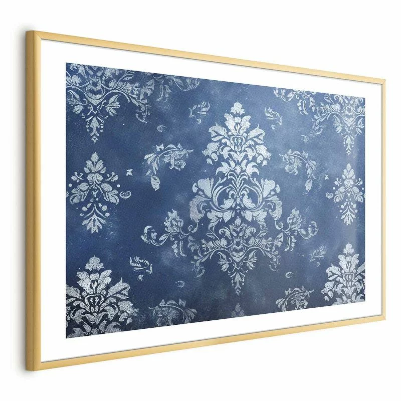 Plakat - Retro ornament w przetartych błękitach - obrazek 1
