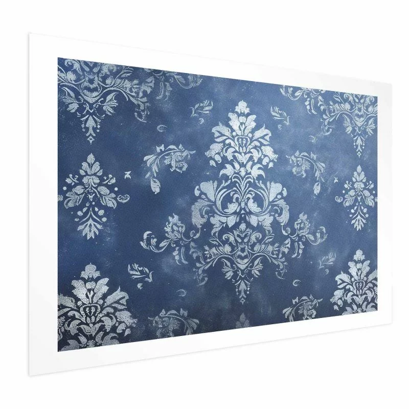 Plakat - Retro ornament w przetartych błękitach - obrazek 1